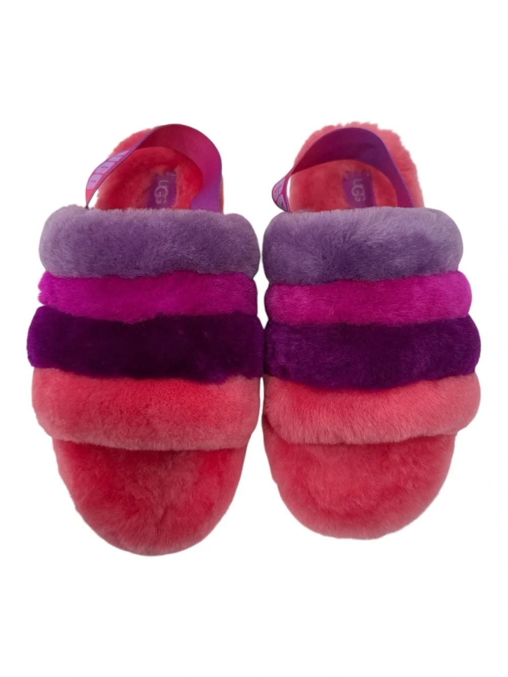 UGG Kids Pink & Purple Fluff Slide Sandals KIDS UGG FLUFF YEAH LOGO SLIDES sz 5